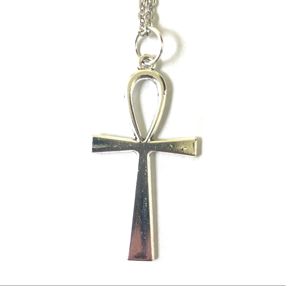Egyptian ankh pendant necklace silver chain mall goth vampire punk emo Jewelry